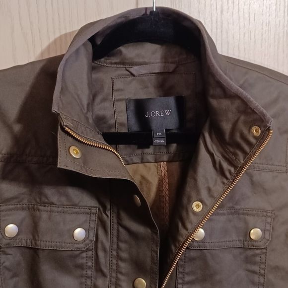 J Crew Women's Resin-Coated Twill Field Jacket, Size PM, Brown - Picture 4 of 9